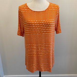 Chicos Bright Orange Polka Dot Tee